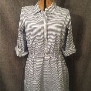 Blue and white striped dress